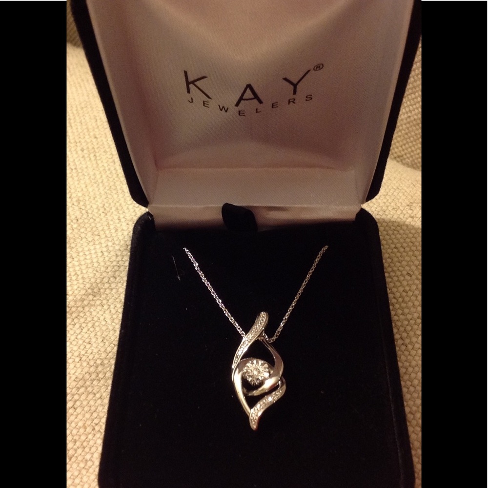 LAST 1 ๐บ STERLING SILVER SWIRL DIAMOND NECKLACE - Picture 2 of 2